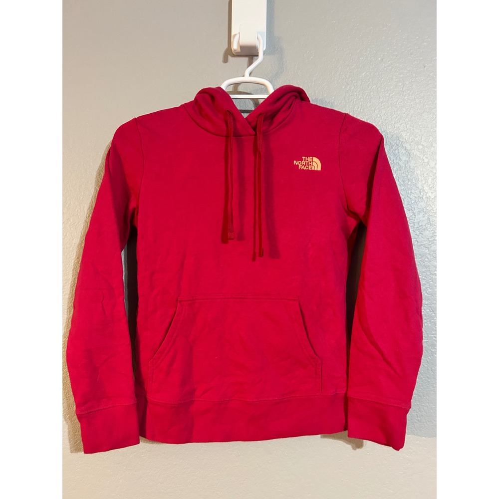 The North Face Womens Pink Fleece Pullover Hoodie Sweatshirt Small Logo